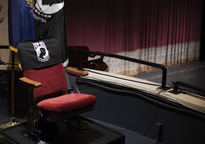 The newly dedicated POW/MIA Chair of Honor in Schenectady Tuesday, November 6, 2018. The chair, placed in the balcony of the theatre, will remain empty to honor American service members and recognize their sacrifice.