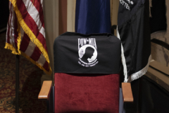 The newly dedicated POW/MIA Chair of Honor in Schenectady Tuesday, November 6, 2018. The chair, placed in the balcony of the theatre, will remain empty to honor American service members and recognize their sacrifice.