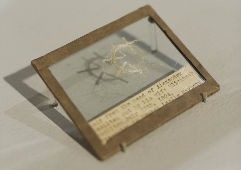 A locket of Alexander Hamilton’s hair,  cut the day he died, on display at the Albany Institute of History and Art in Albany Friday, August 16, 2019.
